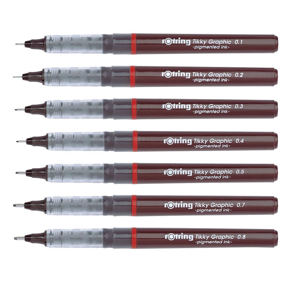 Ручка Rotring TIKKY Grafic для черчения, разная толщина линии письма о добром и прекрасном