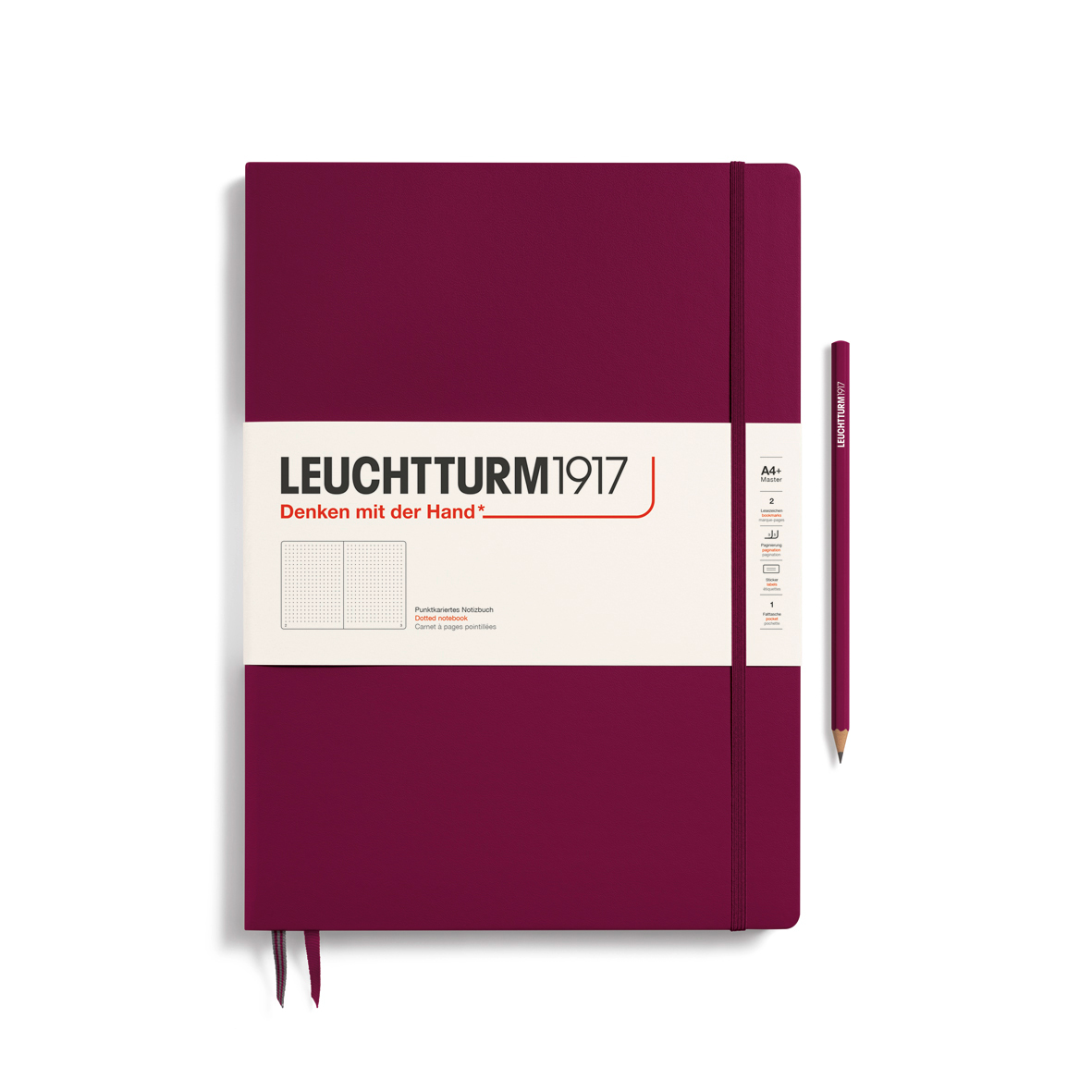 Записная книжка в точку Leuchtturm Master Slim А4+ 123 стр., твердая обложка винный