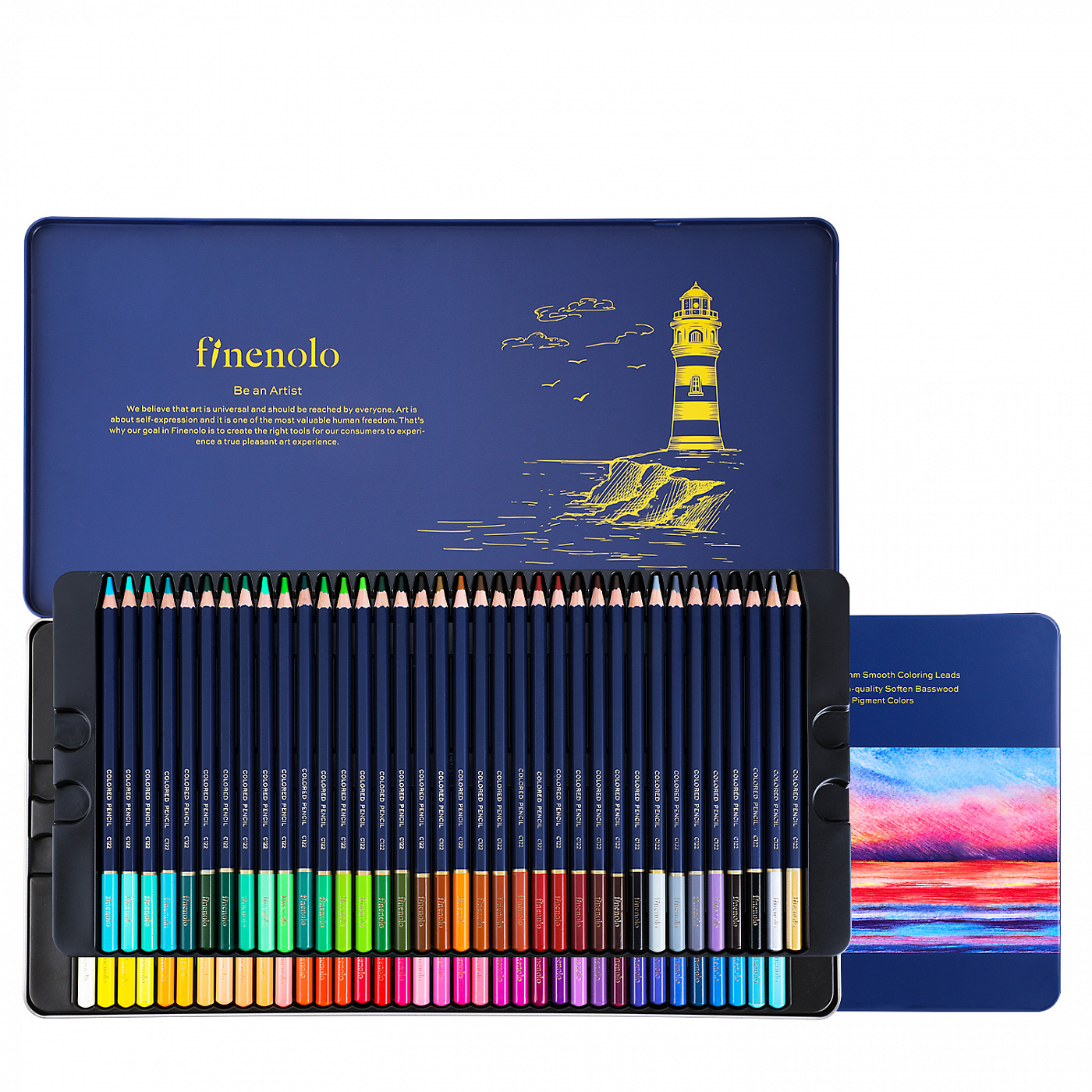 Набор карандашей цветных Finenolo 72 цвета в металлическом пенале карандаш чернографит bic evolution нв шестигранный с заточкой устойчив к мех возд