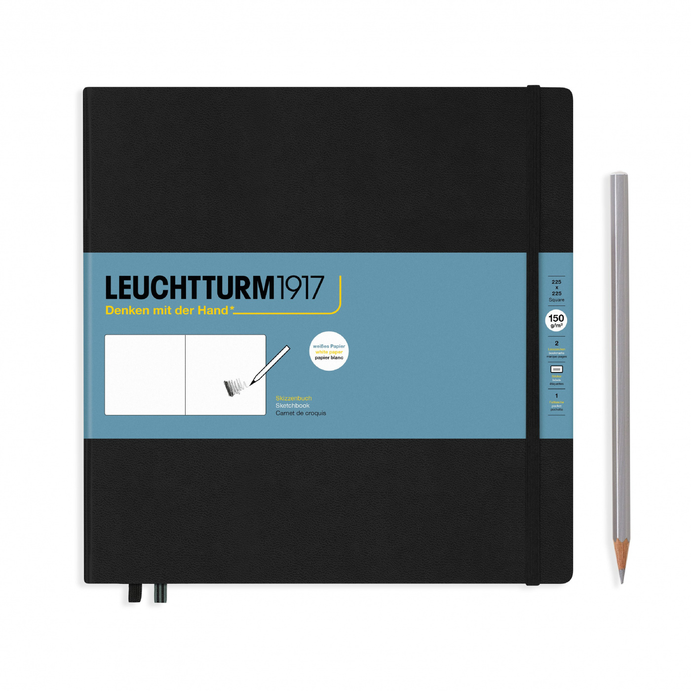 Скетчбук Leuchtturm Square 225х224 мм 112 стр., 150 г, твердая обложка черный manga учимся рисовать с нуля скетчбук и рабочая тетрадь под одной обложкой