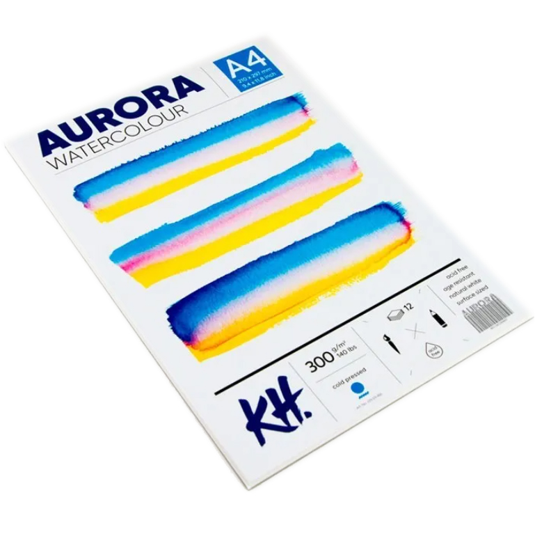 Альбом-склейка для акварели Aurora Cold А4 12 л 300 г 100% целлюлоза альбом для акварели на спирали aurora hot а5 12 л 300 г 100% целлюлоза