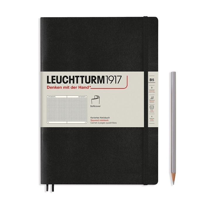 Записная книжка в клетку Leuchtturm Composition В5 123 стр., мягкая обложка черная мягкая игрушка басик в красной куртке и брюках в клетку 22 см