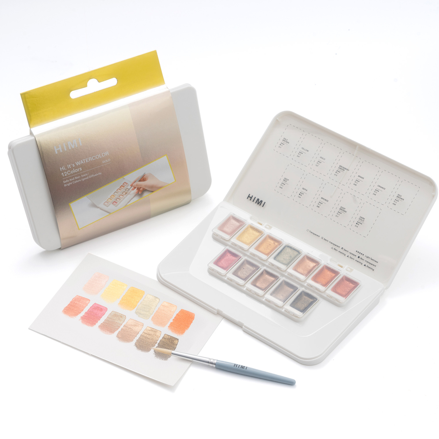 Набор акварели HIMI Металлик 12 цветов оттенки GOLD 1087₽