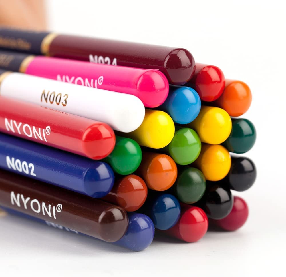 Набор карандашей акварельных Nyoni 24 цв, заточенные, в металлической коробке, кисть синтетика в ком NV-316194 - фото 2