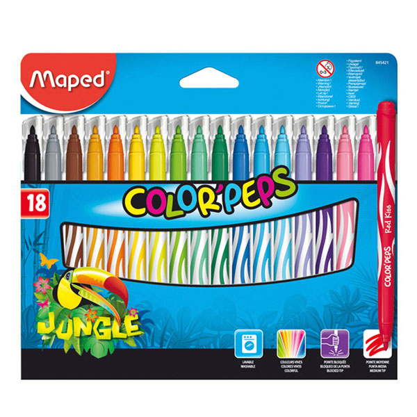Набор фломастеров Maped "Color peps Jungle" 18 цв в картоне  