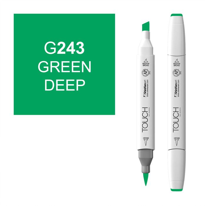 Маркер спиртовой BRUSH Touch Twin цв. G243 глубокий зелёный маркер спиртовой molotow grafx 1 мм кисть блендер