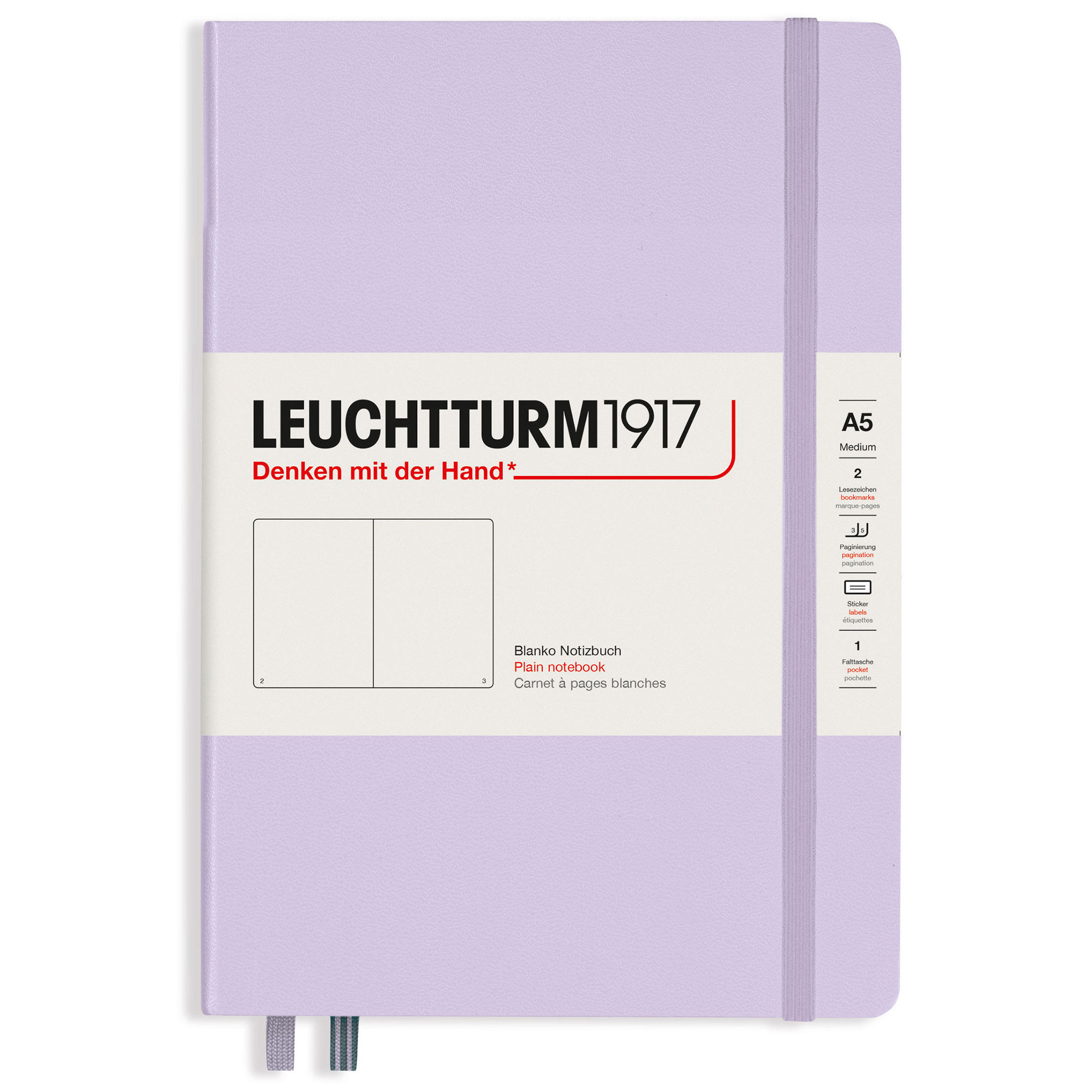 Записная книжка в линейку Leuchtturm A5 251 стр., твёрдая обложка, сиреневый