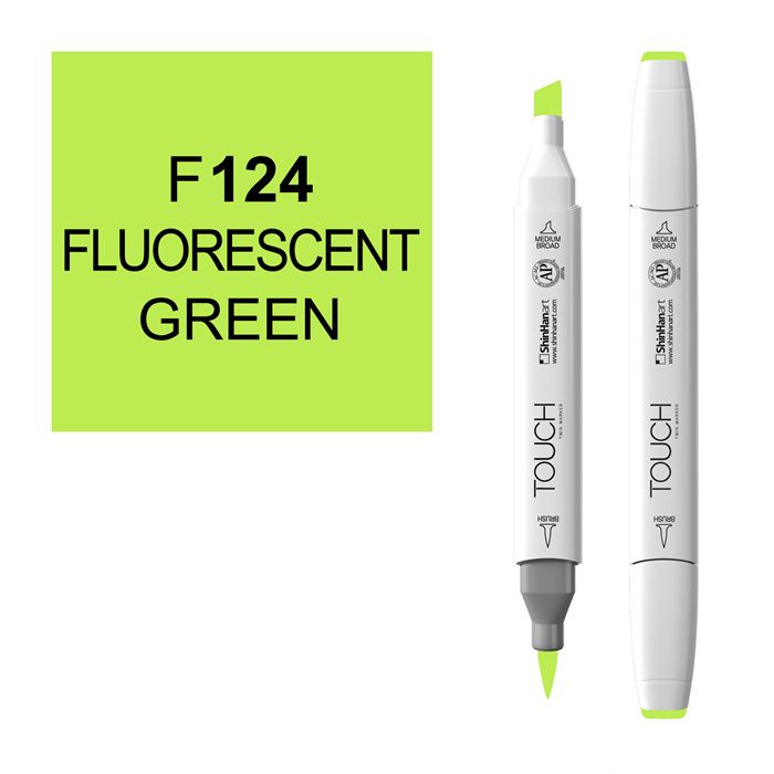 Маркер спиртовой BRUSH Touch Twin цв. F124 флуорисцентный зелёный маркер спиртовой двусторонний potentate a020 горчичный
