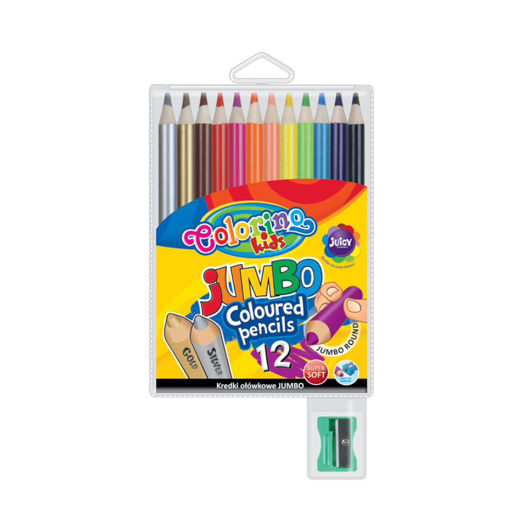 Набор карандашей цветных Colorino JUMBO, 12 цветов, с точилкой рисование для 1 класса