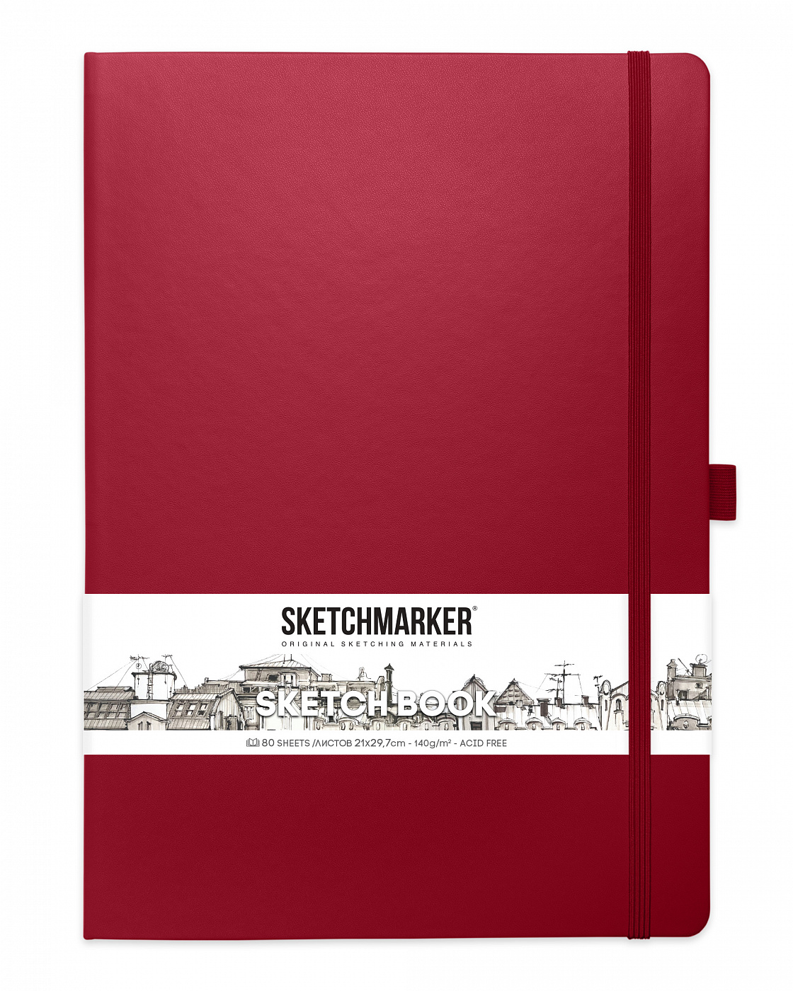 Блокнот для зарисовок Sketchmarker 21х30 см 80 л 140 г, твердая обложка Фуксия скетчбук по food иллюстрации
