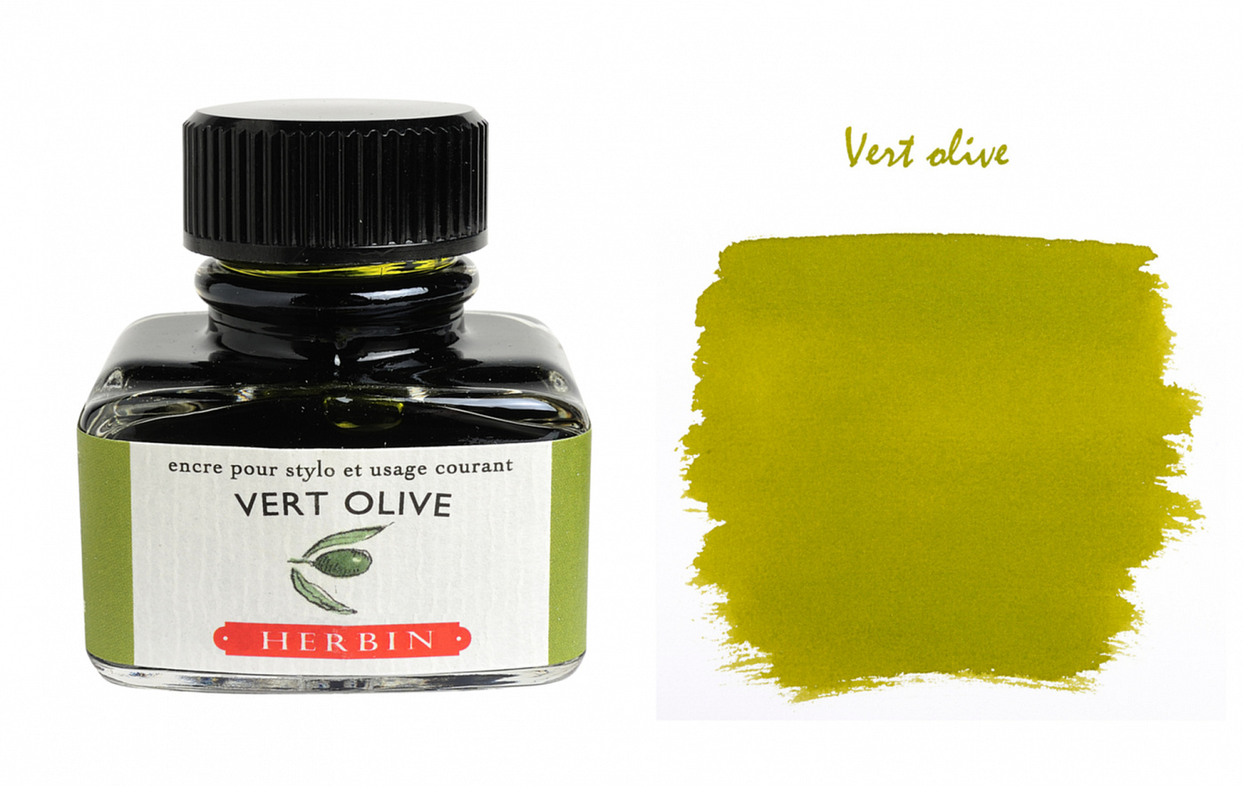 Чернила в банке Herbin, 30 мл, Vert olive, Оливковый décou vert