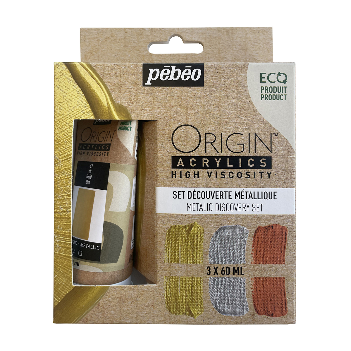 Набор акрила Pebeo "ORIGIN" Metalic Discovery Set, матовый, 3 цв. х 60 мл