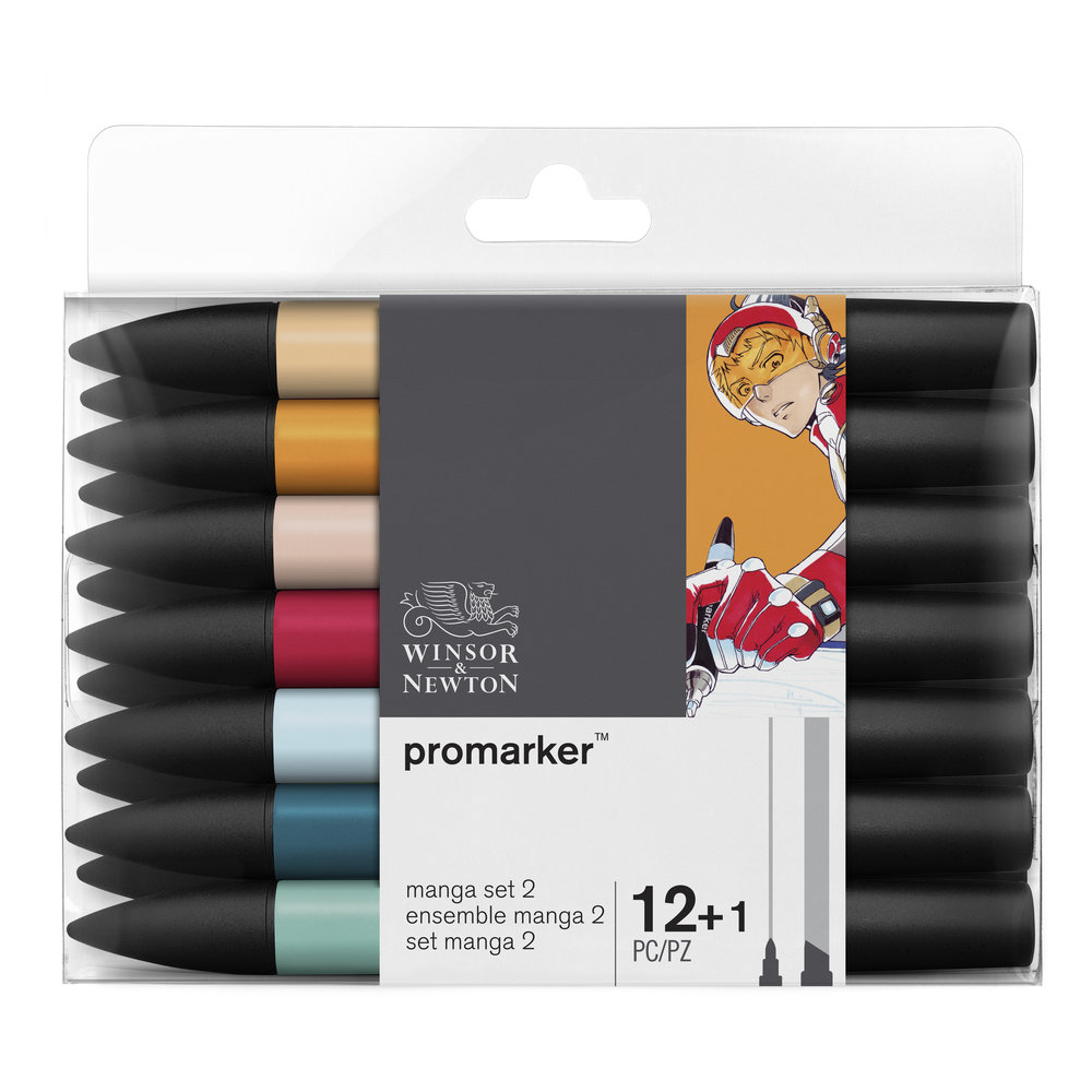 Набор маркеров ProMarker Manga 12 цветов + 1 блендер, вариант 2 W&N-290140 - фото 1