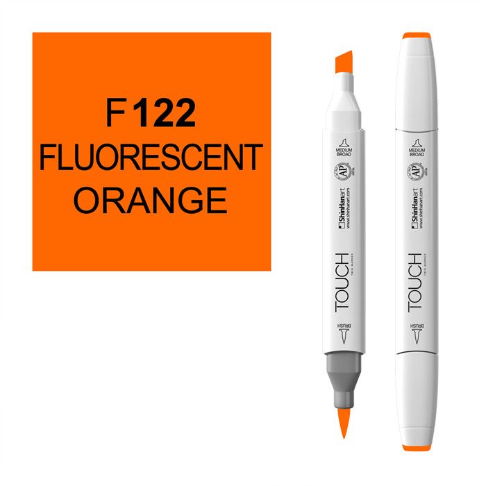 Маркер спиртовой BRUSH Touch Twin цв. F122 флуорисцентный оранжевый маркер спиртовой brush touch twin цв yr23 оранжевый