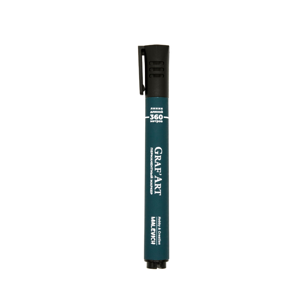 Маркер перманентный Малевичъ, 1,5 мм, черный маркер перманентный зеленый 2 5мм круглый centropen