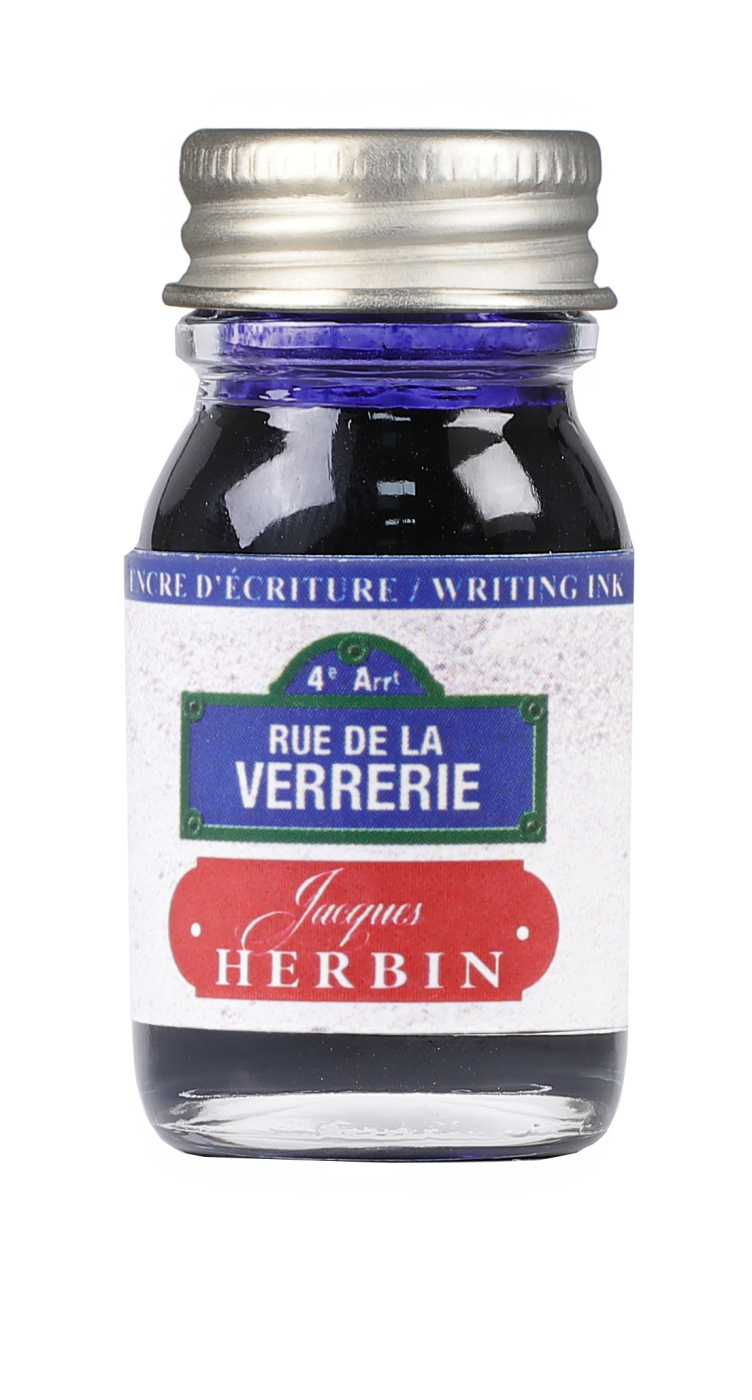 Чернила Herbin в банке 10 мл, Цвета Парижа Rue De La Verrerie Синий синий трактор далеко и близко