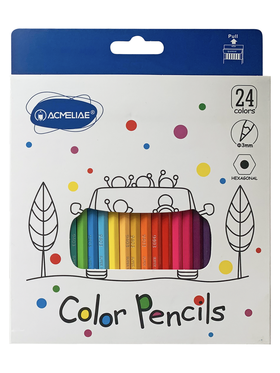 Набор карандашей цветных Acmeliae 24 цв, в картонном футляре набор карандашей ных трехгранных acmeliae 36 цв в картонном футляре