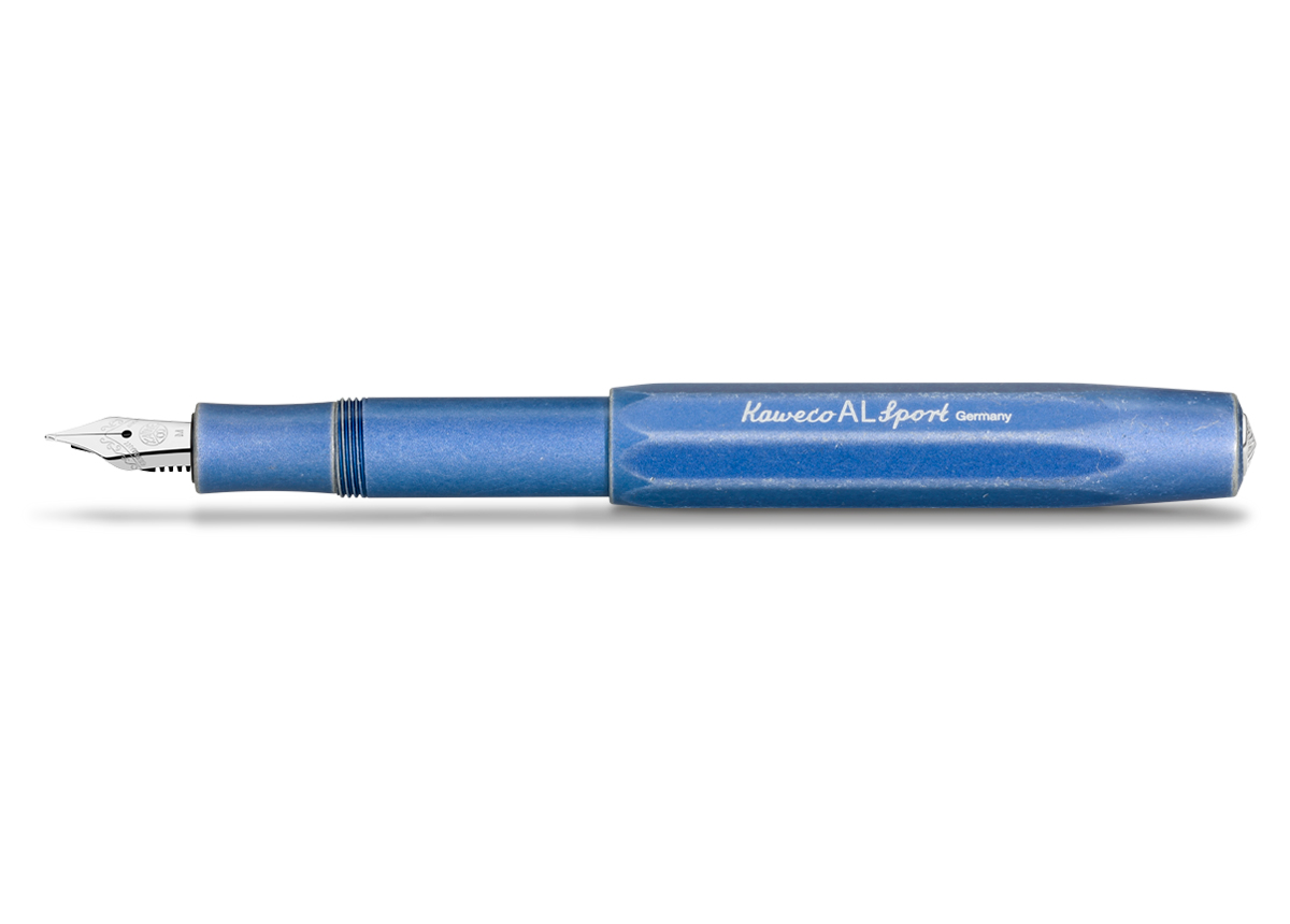 Ручка перьевая Kaweco AL Sport Stonewashed EF 0,5 мм, чернила синие, корпус синий ручка перьевая kaweco classic frosted sport f 0 7 мм чернила синие корпус банановый