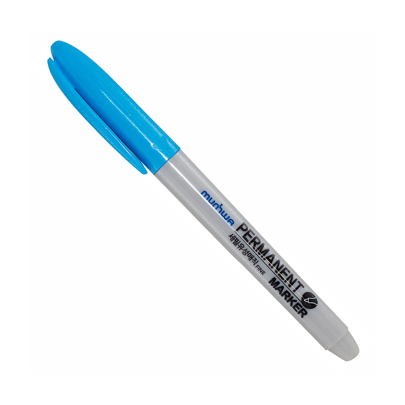 Маркер перманентный MunHwa 1,5 мм с круглым наконечником, голубой маркер перманентный пулевидный 2 4 мм белый munhwa wpmm 05