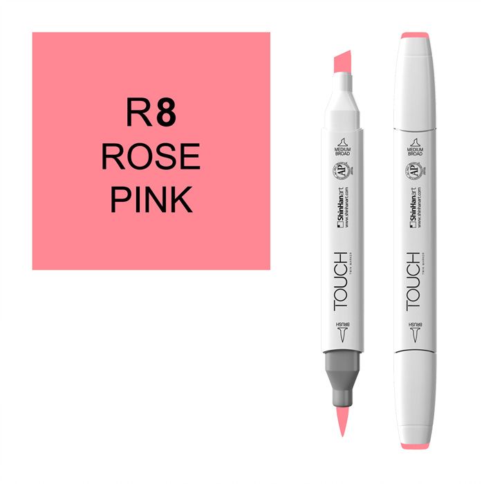 Маркер спиртовой BRUSH Touch Twin цв. R8 розовая роза маркер спиртовой touch twin цв pb274 тёмно сиреневый