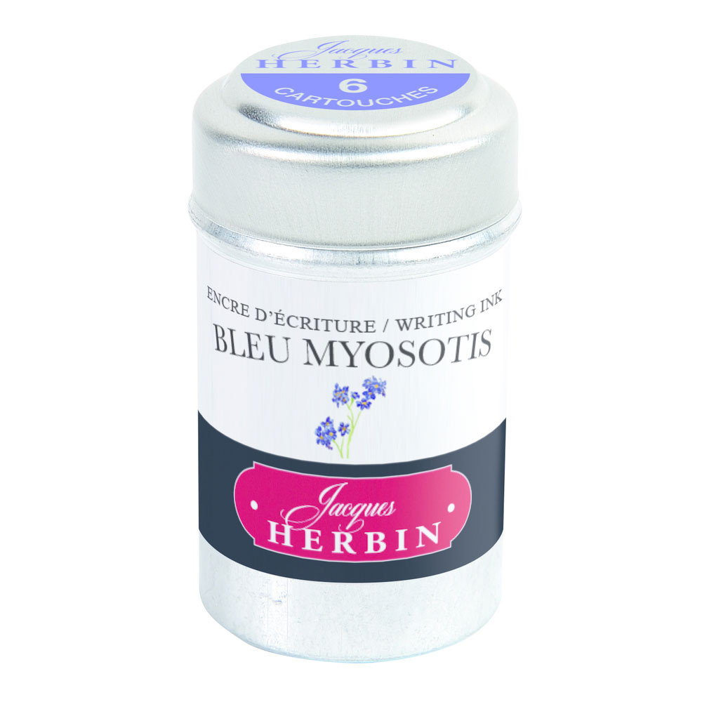 Набор картриджей для перьевой ручки Herbin, Bleu myosotis Фиолетово-синий, 6 шт