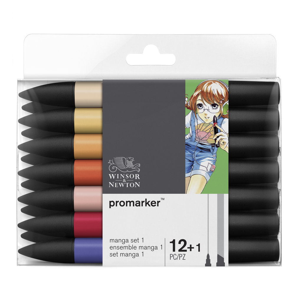 Набор маркеров ProMarker Manga 12 цветов + 1 блендер, вариант 1 W&N-290139 - фото 1
