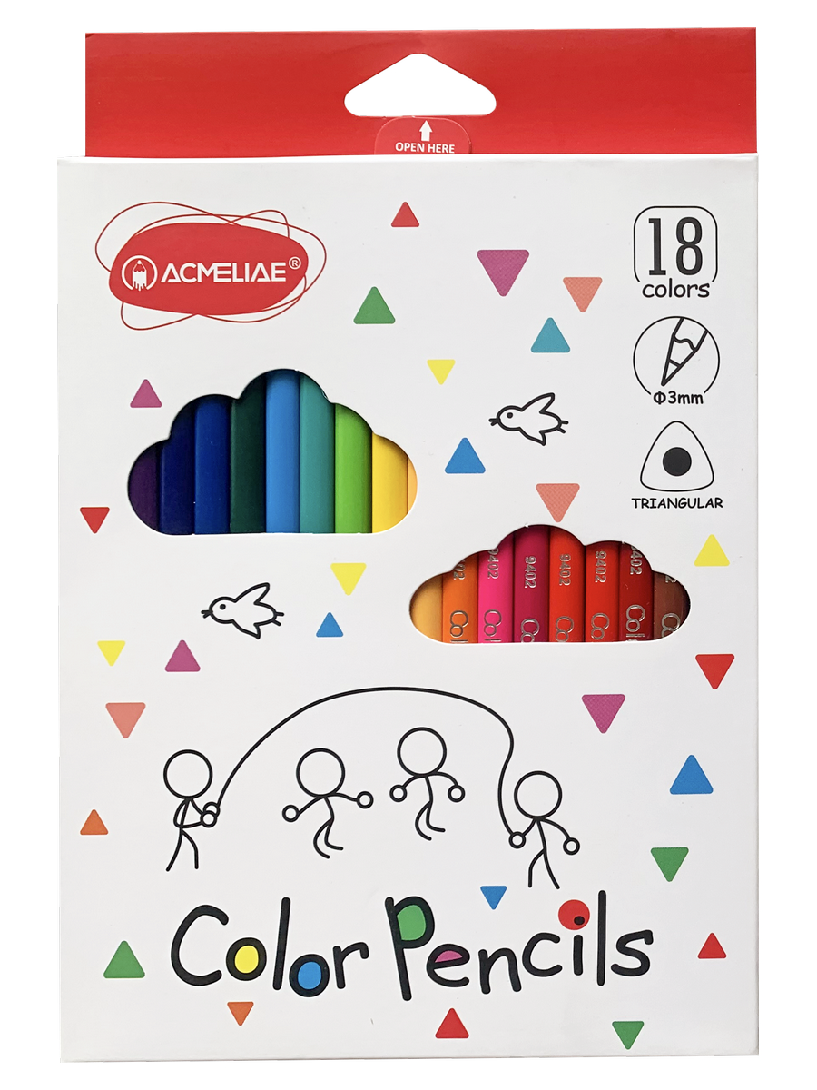 Набор карандашей цветных трехгранных Acmeliae 18 цв, в картонном футляре сказки картонные для малышей набор 6 шт по 10 стр