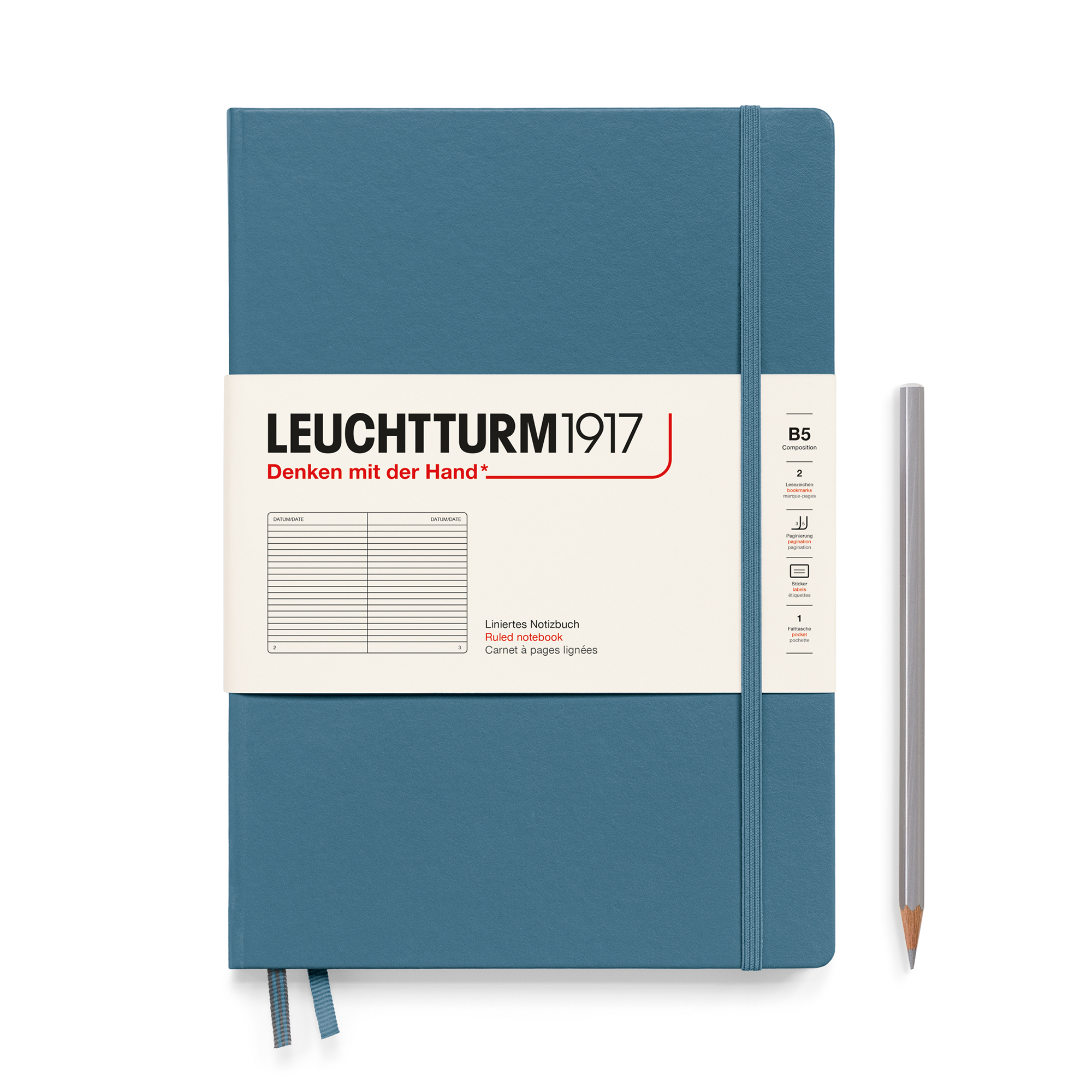 Блокнот в линейку Leuchtturm1917 Composition B5 109 л твердая обложка Синий камень 4276₽