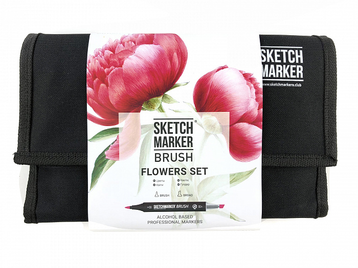 Набор маркеров Sketchmarker Brush 24 Flowers Set- Цветы (24 маркеров+сумка органайзер)