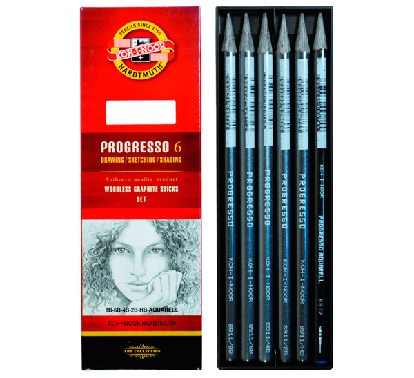 Набор карандашей чернографитных Koh-I-Noor "Progresso" 6 шт (8В-НВ)
