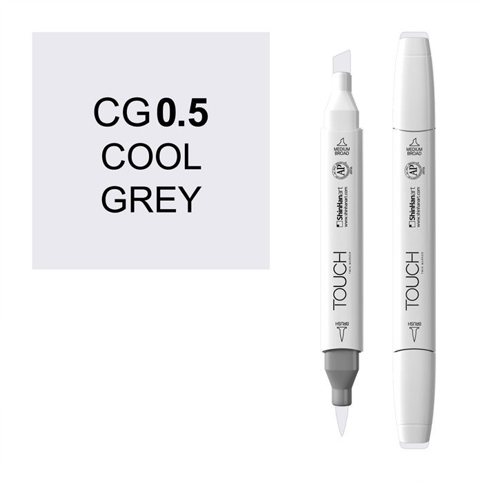 Маркер спиртовой BRUSH Touch Twin цв. CG0.5 холодный серый фломастер кисть pentel brush sign pen светло серый