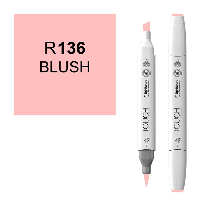 Маркер спиртовой BRUSH Touch Twin цв. R136 румяный розовый маркер двухсторонний на спиртовой основе sketchmarker brush флуорисцетный розовый