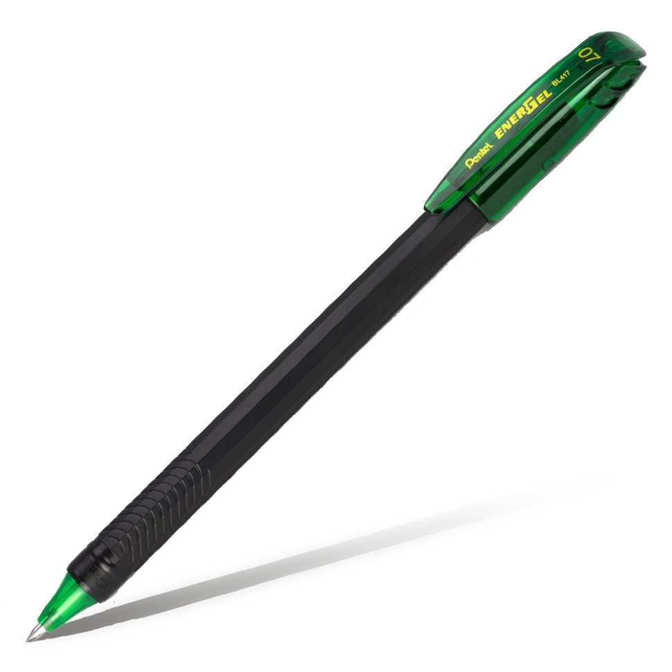 Купить Ручка гелевая Pentel Energel 0, 7 мм черный корпус, стержень зеленый, Япония