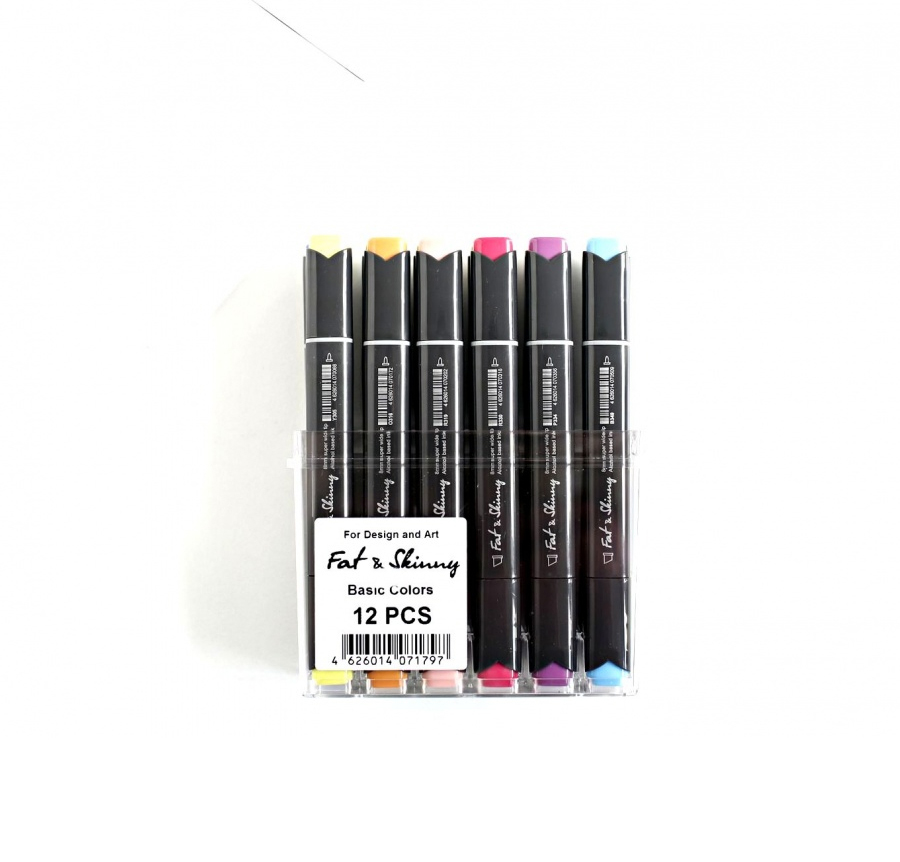 Набор маркеров Fat&Skinny 12 шт Basic, основные темные цвета