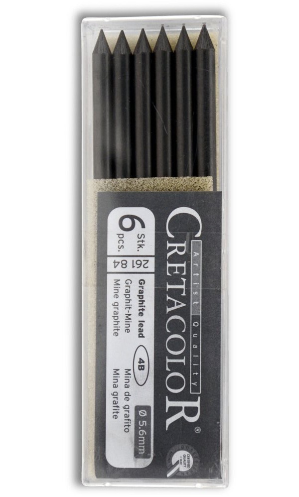 Набор стержней для цангового карандаша Cretacolor 6 шт 5,6 мм, 4B набор грифелей для механического карандаша stabilo 12 шт 0 5 мм