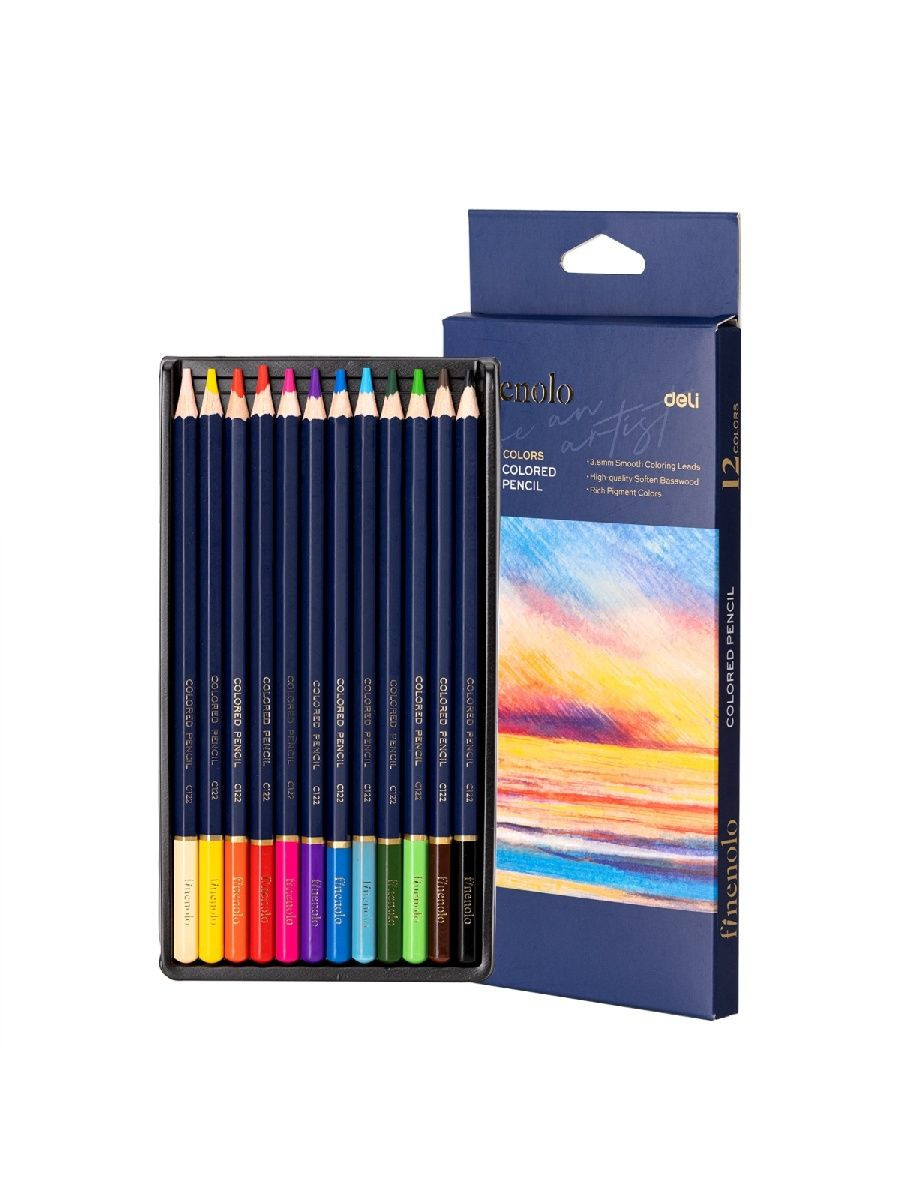 Набор карандашей цветных Finenolo 12 цветов в картонной упаковке суперкурс по рисованию для продвинутых