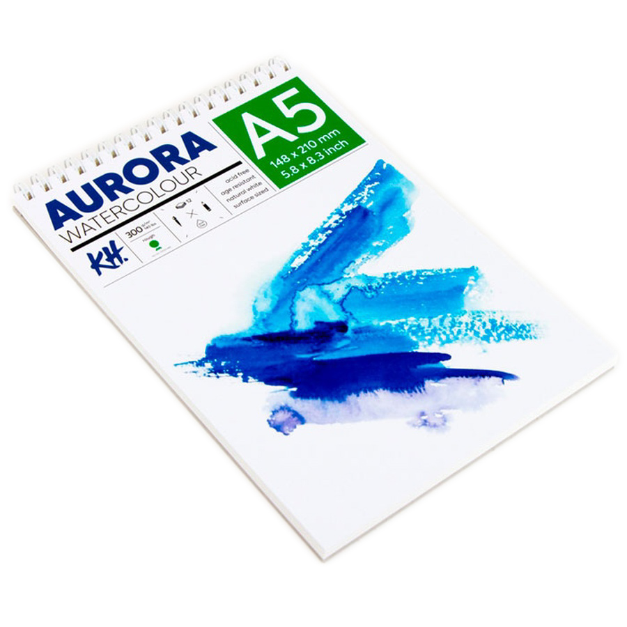 Альбом для акварели на спирали Aurora Rough А5 12 л 300 г 100% целлюлоза бумага для акварели aurora 54х78 см 300 г горячего пресования