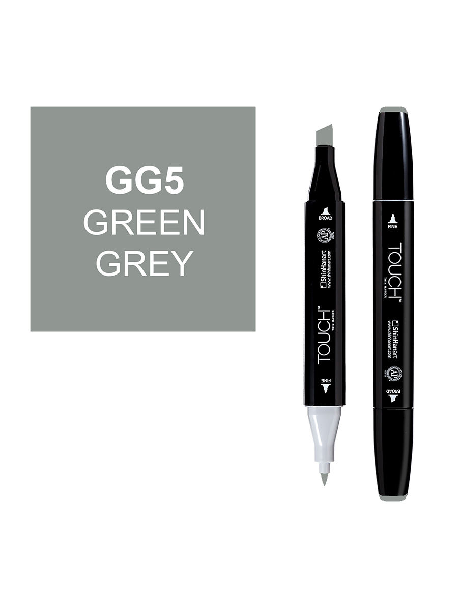 Маркер спиртовой Touch Twin цв. GG5 серо-зелёный penac шариковая ручка автоматическая sleek touch pastel 1 0мм корпус пастельный зеленый синяя арт ba1304 29m
