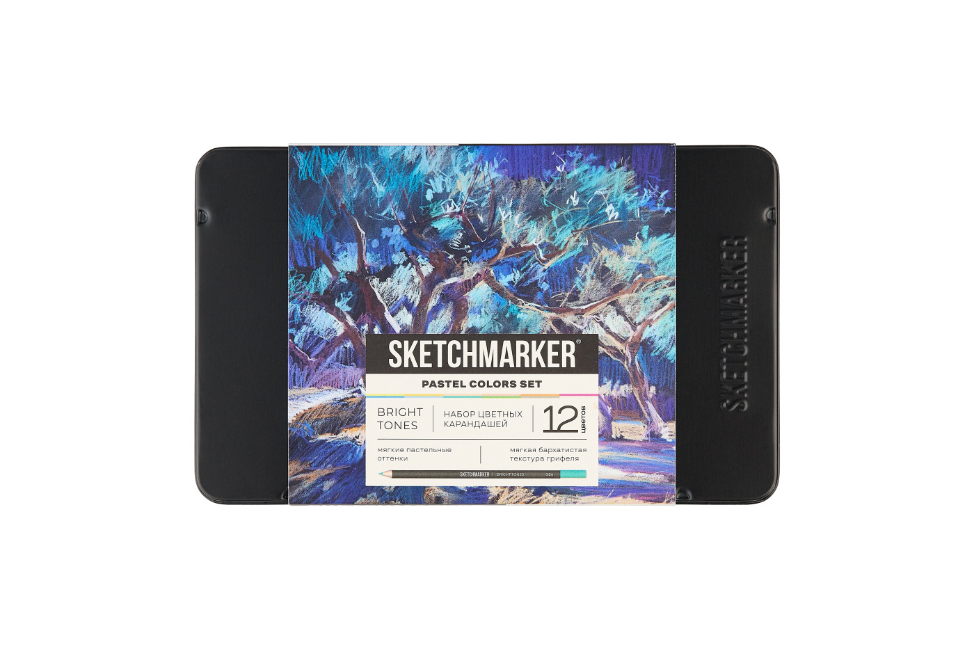 Набор карандашей цветные Sketchmarker Пастельные оттенки 12 цветов жестяной пенал 578₽