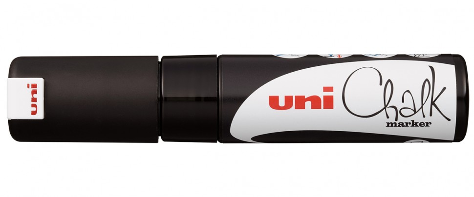Маркер меловой Uni PWE-8K, 8 мм, клиновидный, черный обо всём на свете