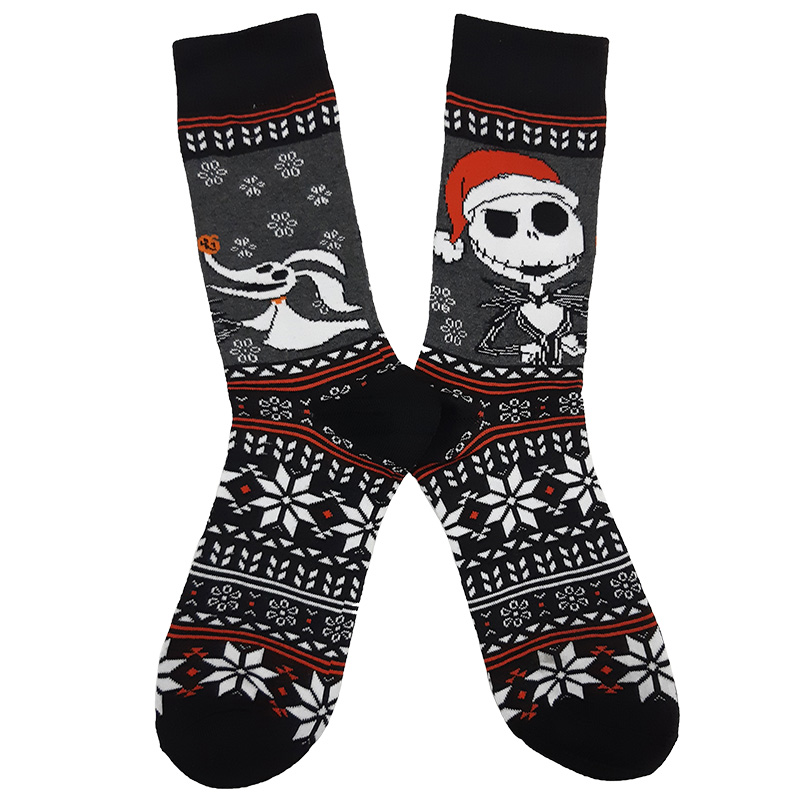 Носки Кошмар перед Рождеством "Джек и Зеро", р-р 38-44 (серый/черный)