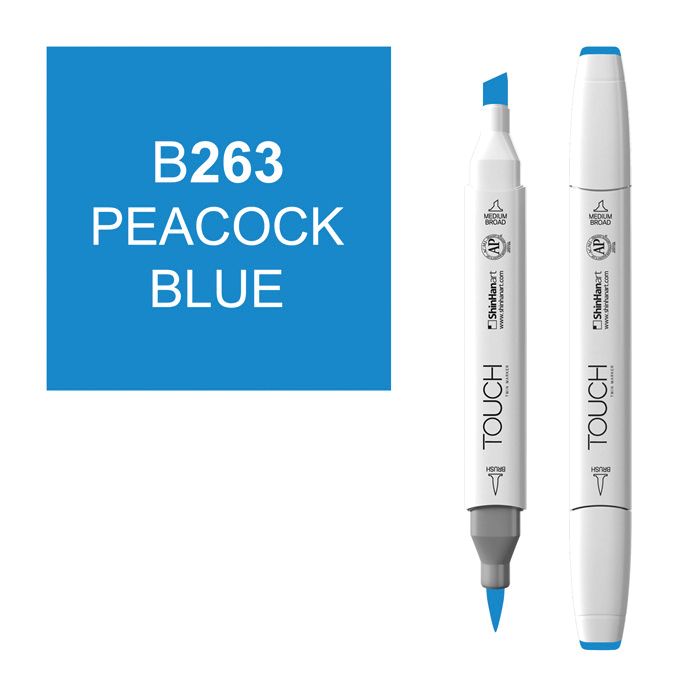 Маркер спиртовой BRUSH Touch Twin цв. B263 синий павлин маркер спиртовой touch twin цв bg7 серо синий