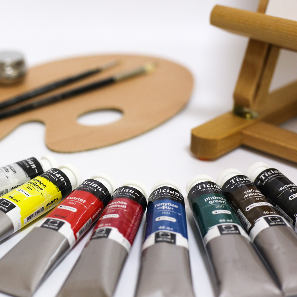 Набор для живописи маслом "Малевичъ" стартовый, с настольным мольбертом ...