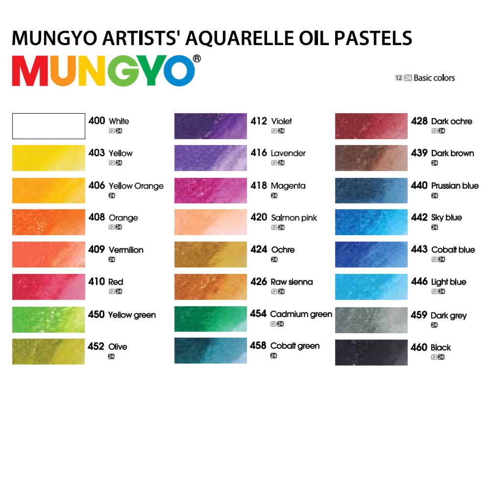 Набор водорастворимой масляной пастели Mungyo 24 цвета в картонной коробке MNG-MGMAO24 - фото 2