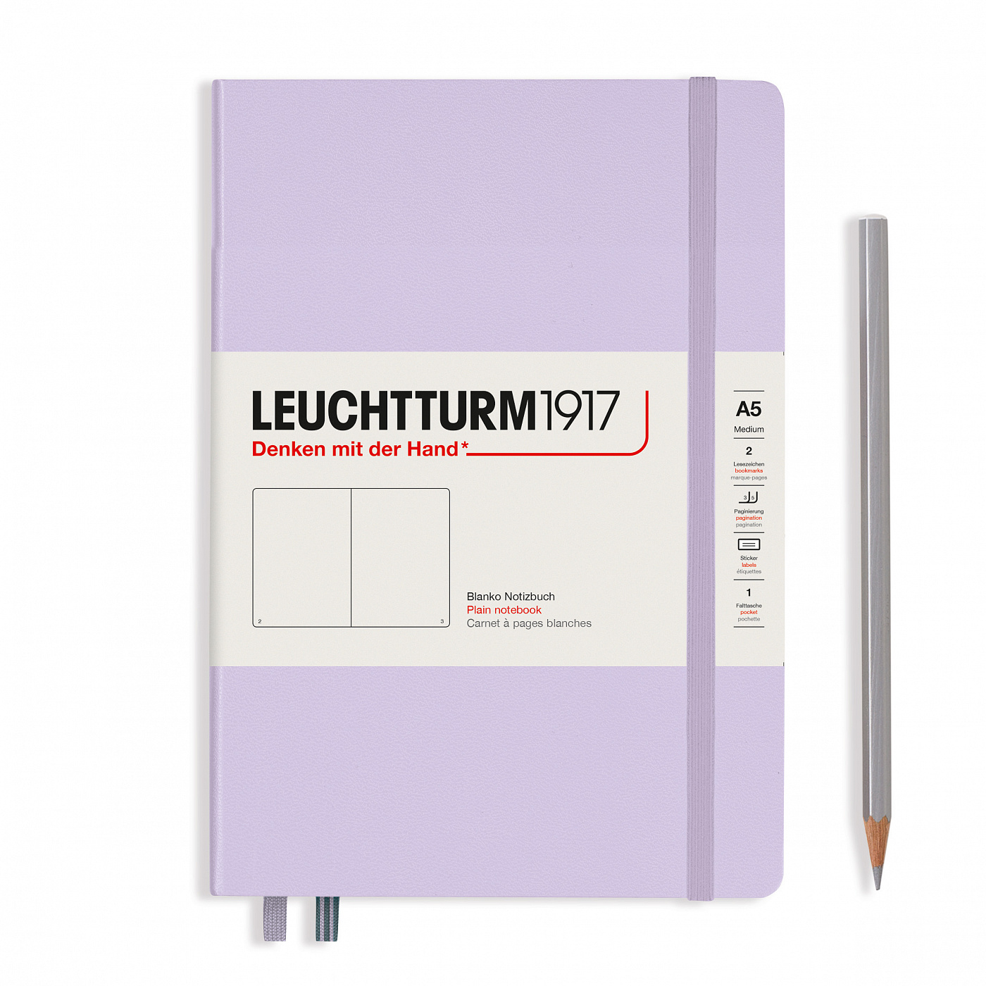 Записная книжка нелинованная Leuchtturm A5 251 стр., твёрдая обложка, сиреневый
