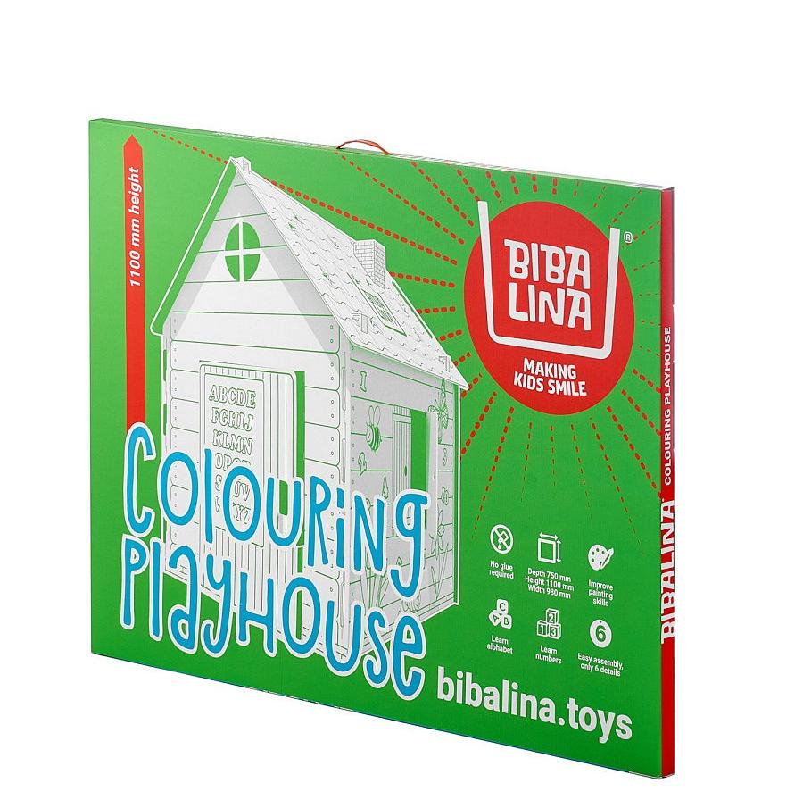 Картонный домик BIBALINA Colouring play-house на лугу раскраска
