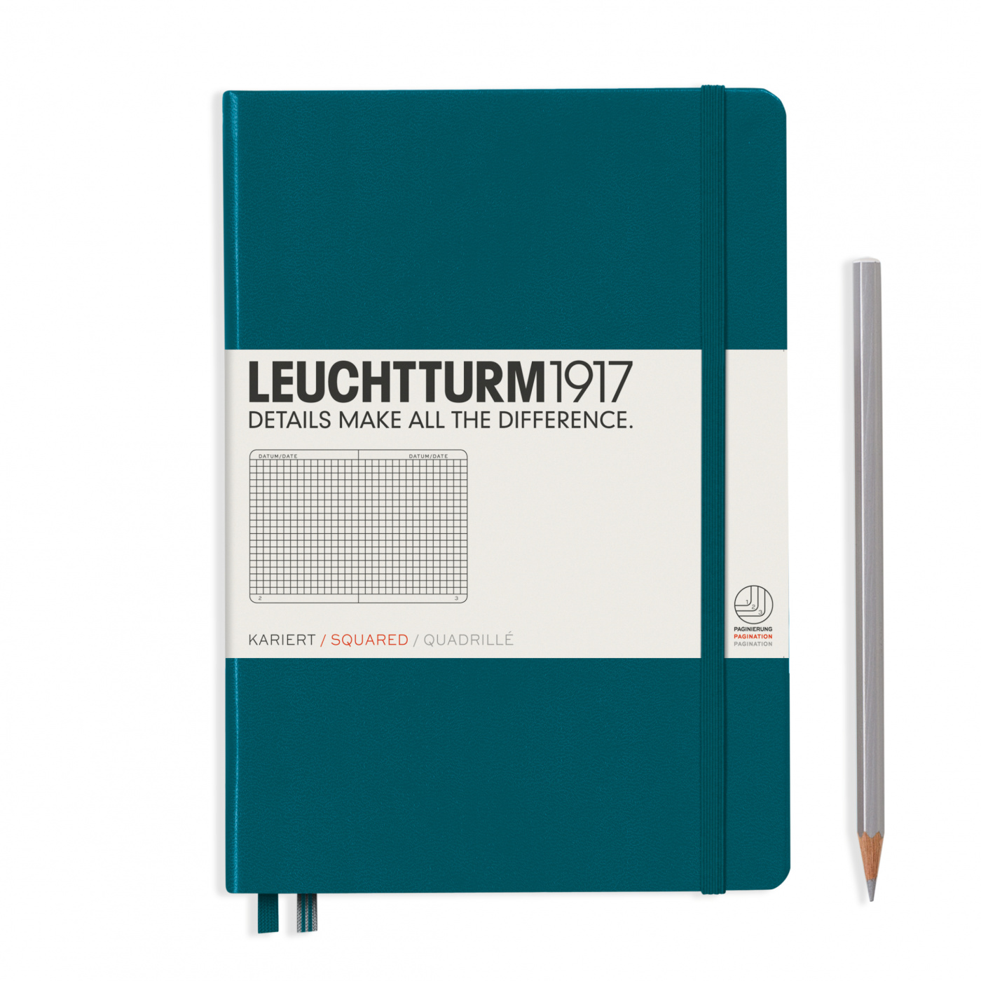 Записная книжка в клетку Leuchtturm A5 251 стр., твердая обложка тихоокеанский зеленый книга в твёрдом переплёте
