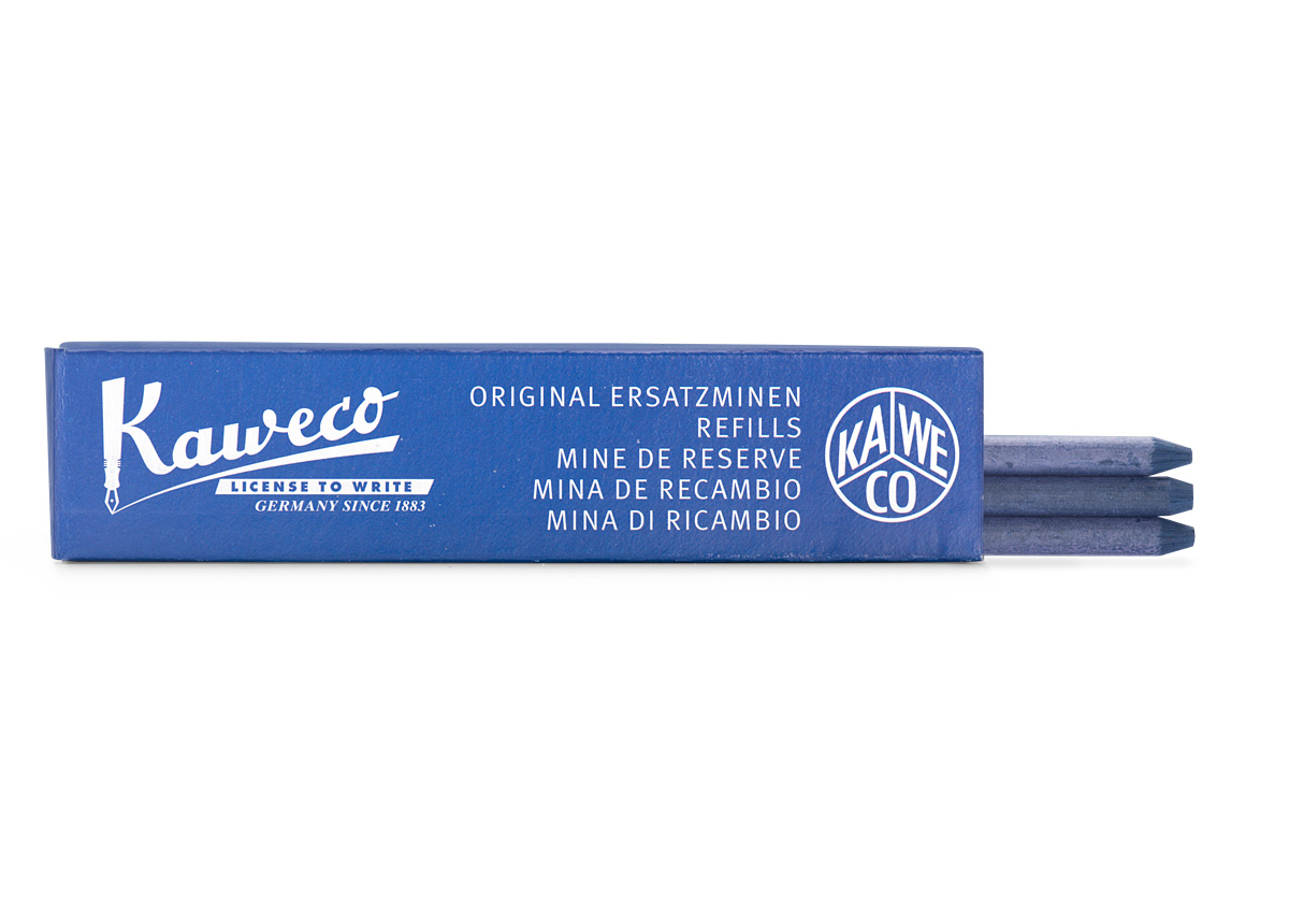 Набор грифелей для механических карандашей KAWECO 5,6 мм 3 шт синий в картонной упаковке набор стержней для шариковых ручек kaweco d1 5 шт 1 2 мм синий