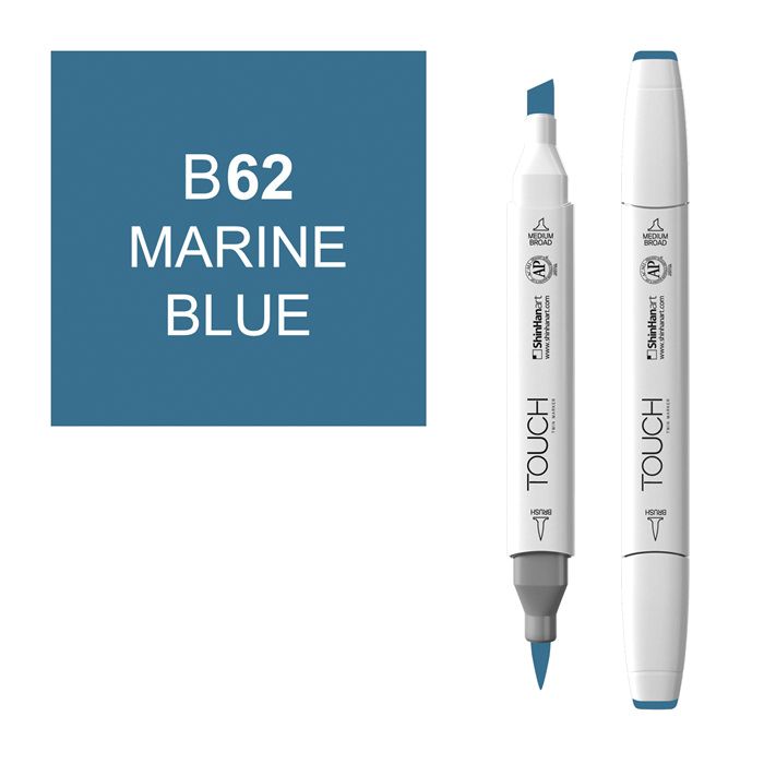Маркер спиртовой BRUSH Touch Twin цв. B62 морской зеленый маркер двухсторонний на спиртовой основе stylefile brush 512 синий морской