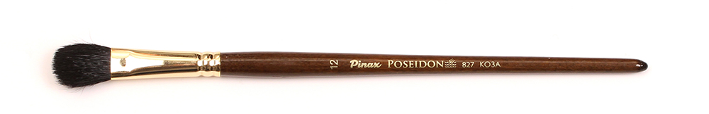 Купить Кисть коза черная №12 овальная Pinax Poseidon 827 короткая ручка, Китай